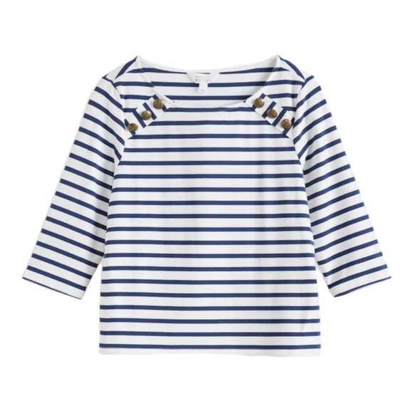 Market & Spruce Tops - Market & Spruce Blue Striped 3/4 Sleeve Top Women’s M NWT
